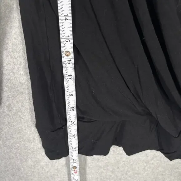 WHBM Top Womens Small Black‎ Wrap Plunge Pleated Blouse Jersey Witchy Career - Picture 5 of 9